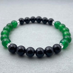 Green Onyx & Black Onyx Bracelet, Beaded Bracelet, Healing Jewelry, Gifts for Her, Natural Stone Bracelet, Stylish Accessory
