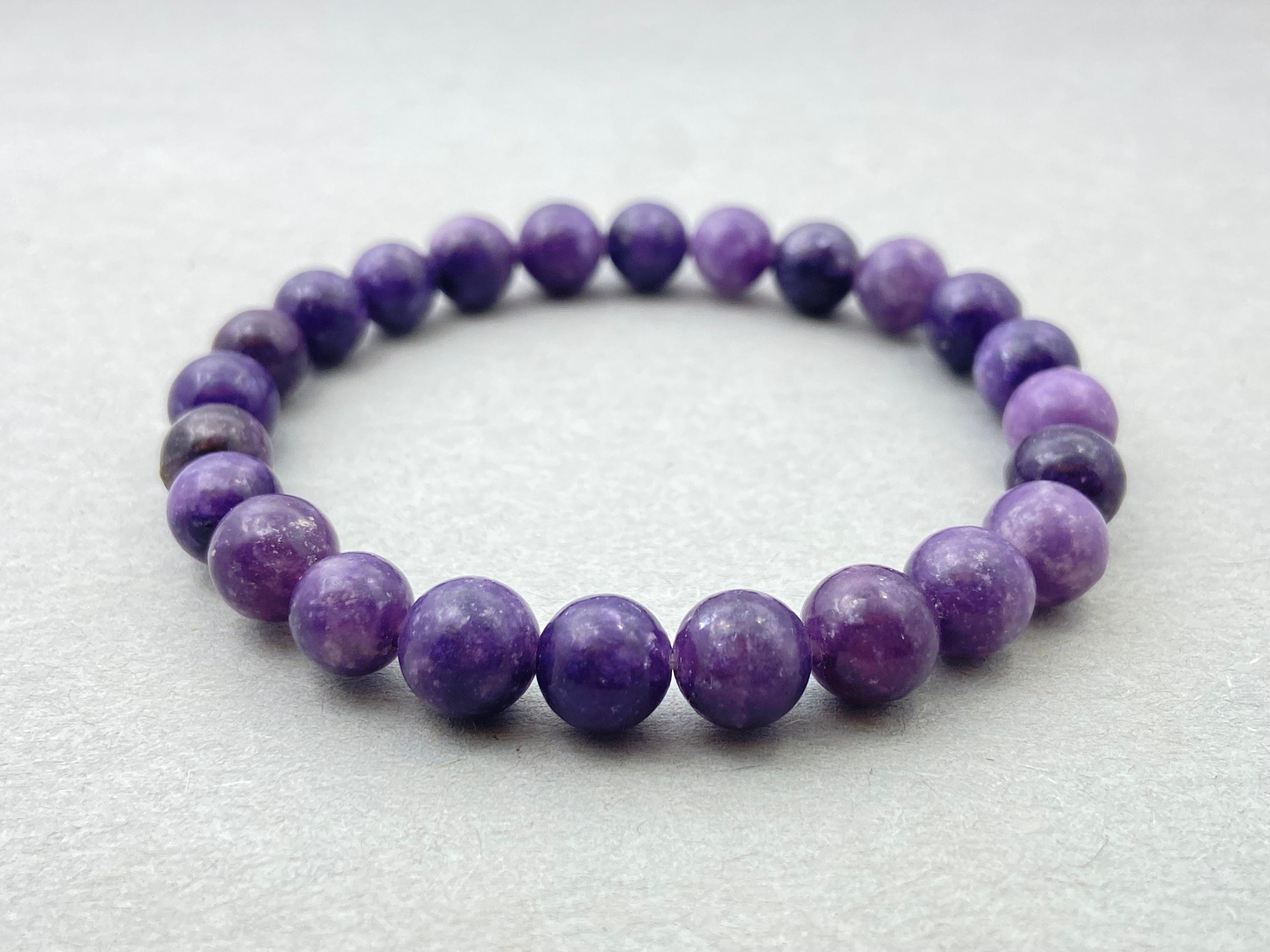 Lepidolite Beaded Bracelet: 8mm Gemstone Crystal Healing