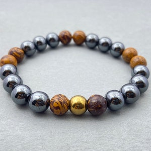 Mariam Jasper, Pyrite & Hematite Bracelet, Beaded Bracelet, Gift for Her, Gemstone Bracelet, Healing Bracelet, 8mm Bead, Friendship Bracelet