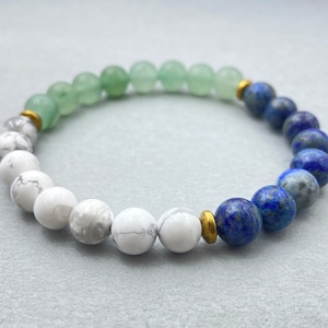 Lapis Lazuli, Howlite & Aventurine Beaded Gemstone Bracelet