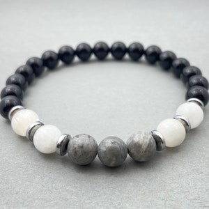 Selenit Armband, Karten Jaspis & Onyx Perlen Armband für Heilung und Schutz, Kristall Schmuck Geschenk, Armband mit ätherischem Öl