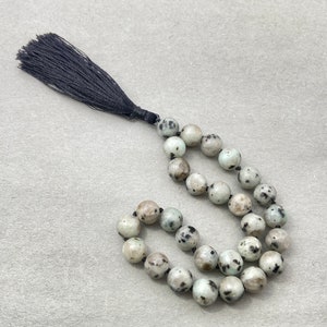 Kiwi Jasper Mala - High Quality Pocket Mala, 27+1 Bead Meditation Necklace, Handcrafted Gemstone Beads for Mindfulness & Spirituality