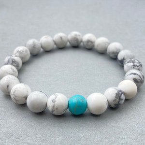 Turquoise & Howlite Bracelet | Beaded Gemstone Jewelry for Calm And Clarity | Natural Stone Bracelet Gift for Her