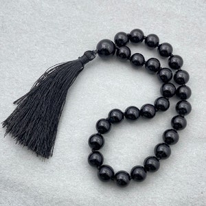 Black Obsidian Mala - AAA Quality 27+1 Bead Pocket Mala, 8mm Worry Beads, Mini Jewelry Gift for Men & Yoga Lovers