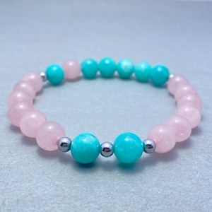 Rose Quartz & Jade Bracelet, Beaded Bracelet for Healing And Balance, Natural Gemstone Jewelry, Handmade Gift for Her