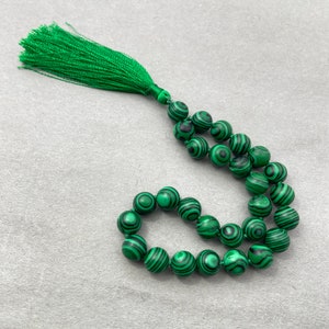 Lace Malachite Mala - 27+1 Bead Pocket Mala Jewelry, 8mm Worry Beads & Mini Yoga Gift for Men