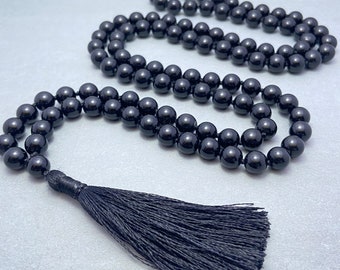 108 Beads Mala Necklace- Tourmaline Grounding Healing Tassel Necklace-Spiritual Protection Meditation Balance Mental Health Gift Necklace