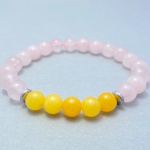 Rose Quartz & Yellow Jade Gemstone Bracelet: Calming Aromatherapy Jewelry