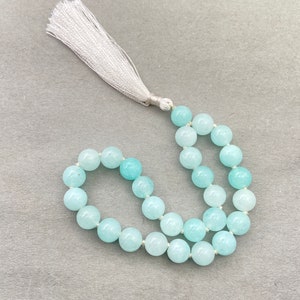 Aquamarine Jade Pocket Mala: 8 mm Sorgenperlen, Meditationsschmuck