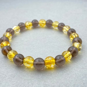 Smoky Quartz & Citrine Bracelet, Beaded Bracelet, Gift for Her, Gemstone Bracelet, Healing Bracelet, Friendship Bracelet, 8mm Beads, Crystal