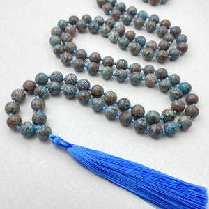 Shattuckite Mala: 108 Bead Knotted Prayer Necklace