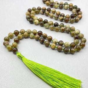 Tsavorite Garnet Mala Necklace, 108 Bead Crystal Prayer & Mantra Mala for Yoga, Spiritual Growth And Meditation