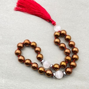 Hematite & Selenite Mala Pocket Mala, 27+1 Bead Japa Mala, Meditation And Yoga Gifts, AAA Quality Beads
