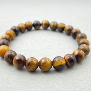 Yellow Tiger&#39;s Eye Beaded Bracelet: Gemstone Healing Crystals