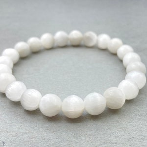 Selenite Bracelet, Bracelets for Healing, Bracelet for Gift, Men And Women Bracelet, Healing Crystal Bracelet, 8mm Beads, Beaded Bracelet