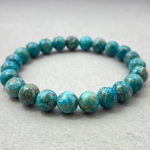 Natural Turquoise Bracelet, Beaded Bracelet, Gift for Her, Gemstone Bracelet, Healing Bracelet, 8mm Beads, Friendship Bracelet, Crystals