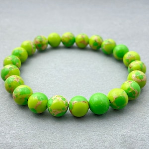 Lime Sea Sediment Jasper Bracelet, Beaded Bracelet, Gift for Her, Gemstone Bracelet, Healing Bracelet, 8mm Beads, Friendship Bracelet