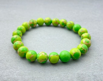 Lime Sea Sediment Jasper Bracelet, Beaded Bracelet, Gift for Her, Gemstone Bracelet, Healing Bracelet, 8mm Beads, Friendship Bracelet
