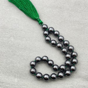 Hematite Mala Pocket Mala, AAA (Highest Quality), 27+1 Bead Mala, 8mm Worry Beads, Mini Mala, Jewelry Men, Quarter Mala, Yoga Gift