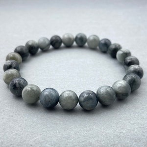 Gray Cat&#39;s Eye Bracelet, Beaded Bracelet, Gift for Her, Gemstone Bracelet, Healing Bracelet, 8mm Beads, Friendship Bracelet