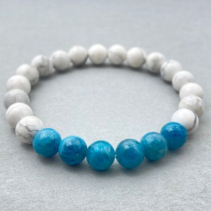 Howlite & Apatite Bracelet | Beaded Healing Jewelry for Stress Relief And Calm Energy, Unique Gift for Her