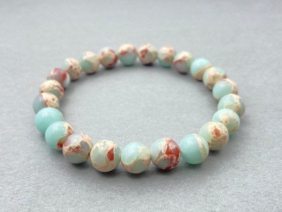 Sea Sediment Jasper Beaded Bracelets 8mm, Natural Crystal, Stretch Bracelet Healing Bracelet,Meditation Yoga Birthstone Friendship Bracelets