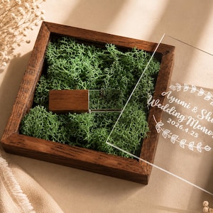 Caja de madera para memoria USB | Memoria USB 3.0 grabada | Caja de regalo de boda