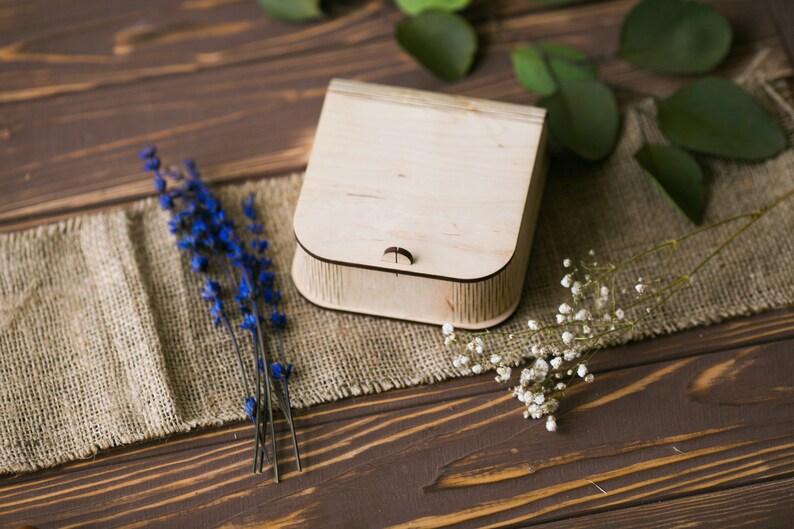 Box for flash drive | Wooden Wedding Box for USB | Wood box for rings | Wedding photography packaging | Custom wooden usb box image 3