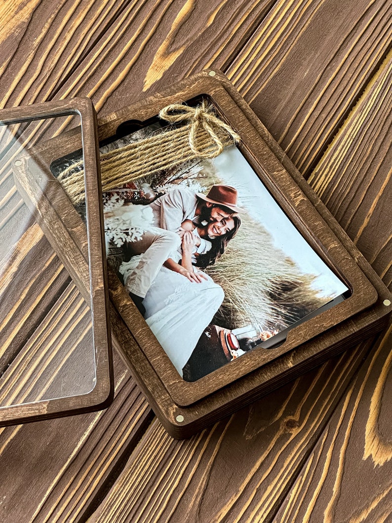 Fotobox aus Holz 10 x 15 cm mit transparenter Abdeckung für Abzüge Box für Fotos Bild 4