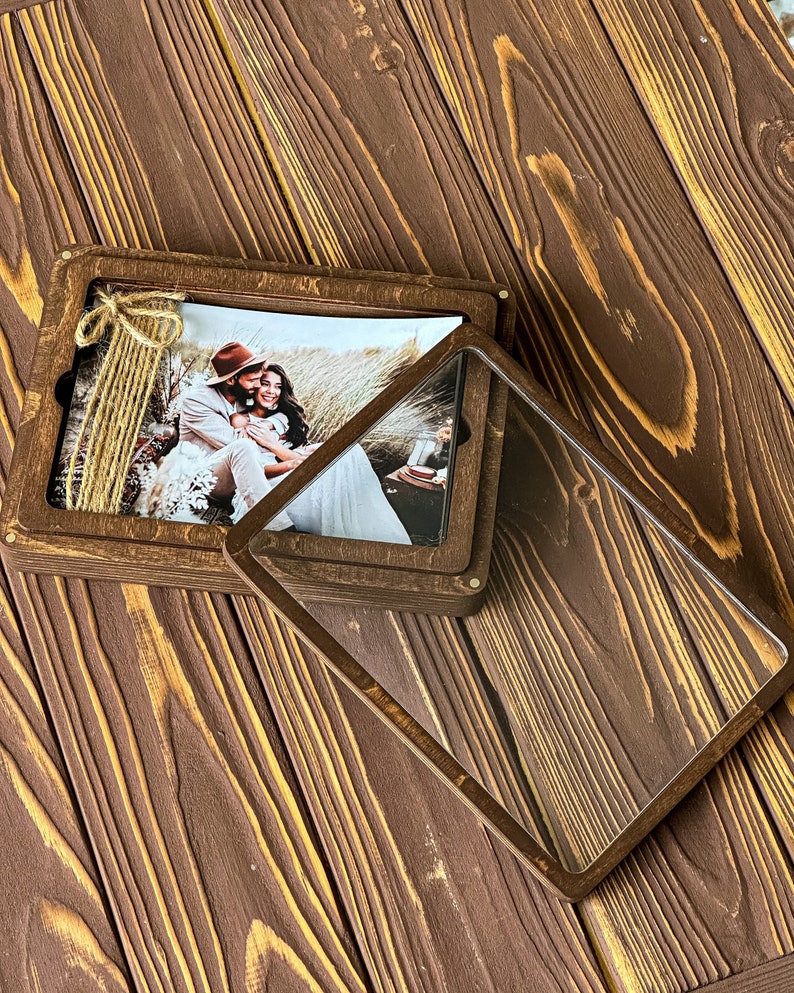 Fotobox aus Holz 10 x 15 cm mit transparenter Abdeckung für Abzüge Box für Fotos Bild 6