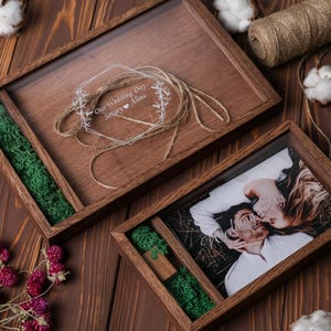 Wooden photo 4x6(10x15cm) box with transparent cover for prints | box for photos and usb