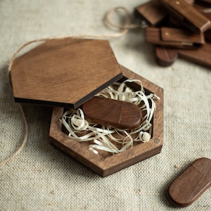 Wooden 6-side Box for wedding | Wooden usb box | Ring box | Box for flash drive | Wood flash drive box | Wood usb