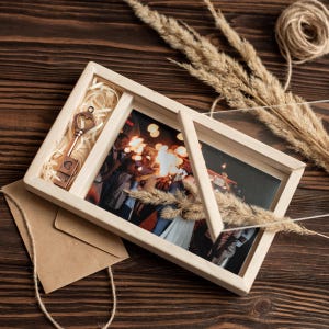 Wooden photo 4x6(10x15cm) box with transparent cover for prints | box for photos and usb