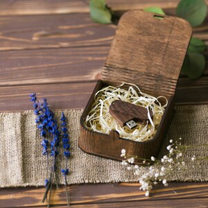 Box for flash drive | Wooden Wedding Box for USB | Wood box for rings | Wedding photography packaging | Custom wooden usb box image 7
