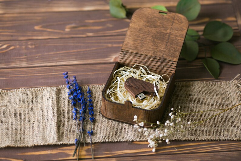 Box for flash drive | Wooden Wedding Box for USB | Wood box for rings | Wedding photography packaging | Custom wooden usb box image 7