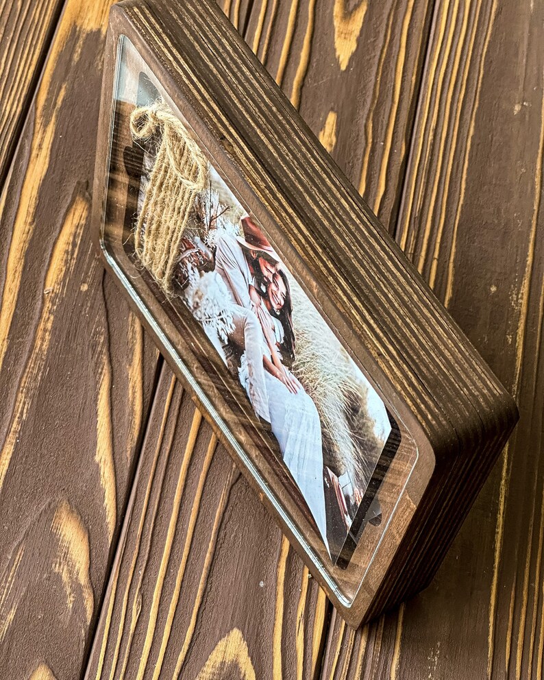 Fotobox aus Holz 10 x 15 cm mit transparenter Abdeckung für Abzüge Box für Fotos Bild 5