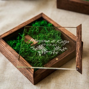 wood USB box engraved usb stick glass wedding USB