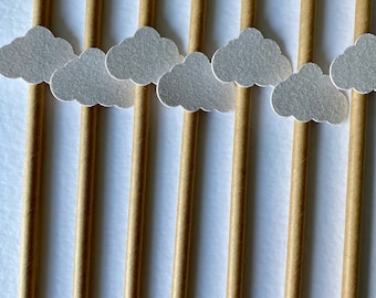Cloud baby shower straws | Cloud themed baby shower decor | Cloud themed party | Cloud party straws | Gender reveal decor | Cloud confetti