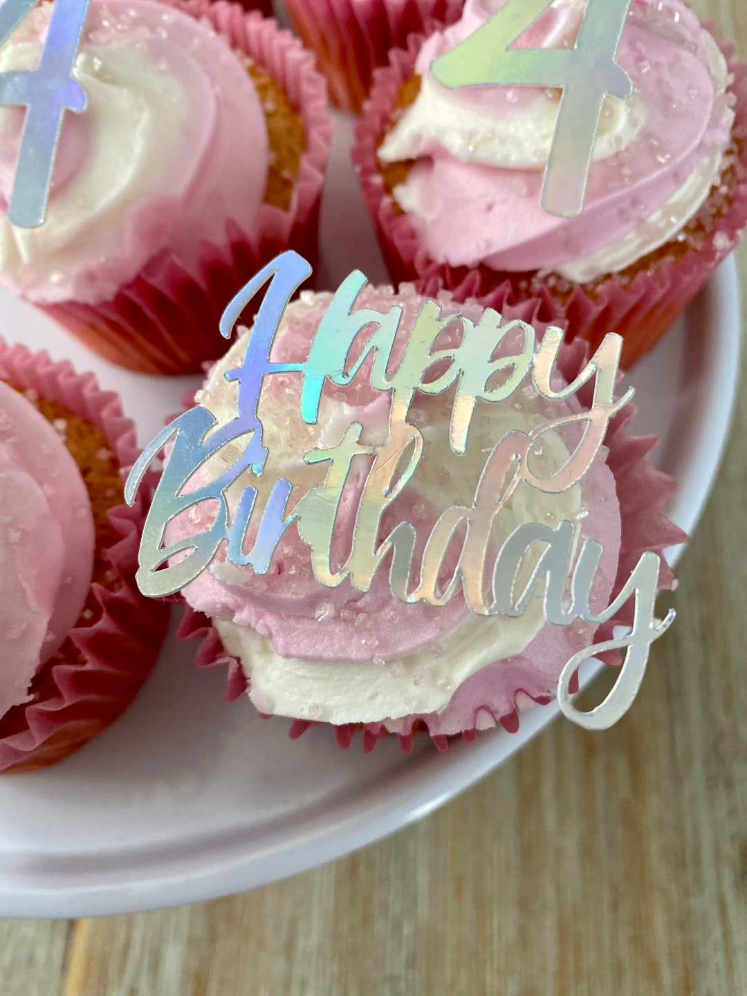 Handmade Custom Birthday Cupcake Toppers Name Age Happy Etsy