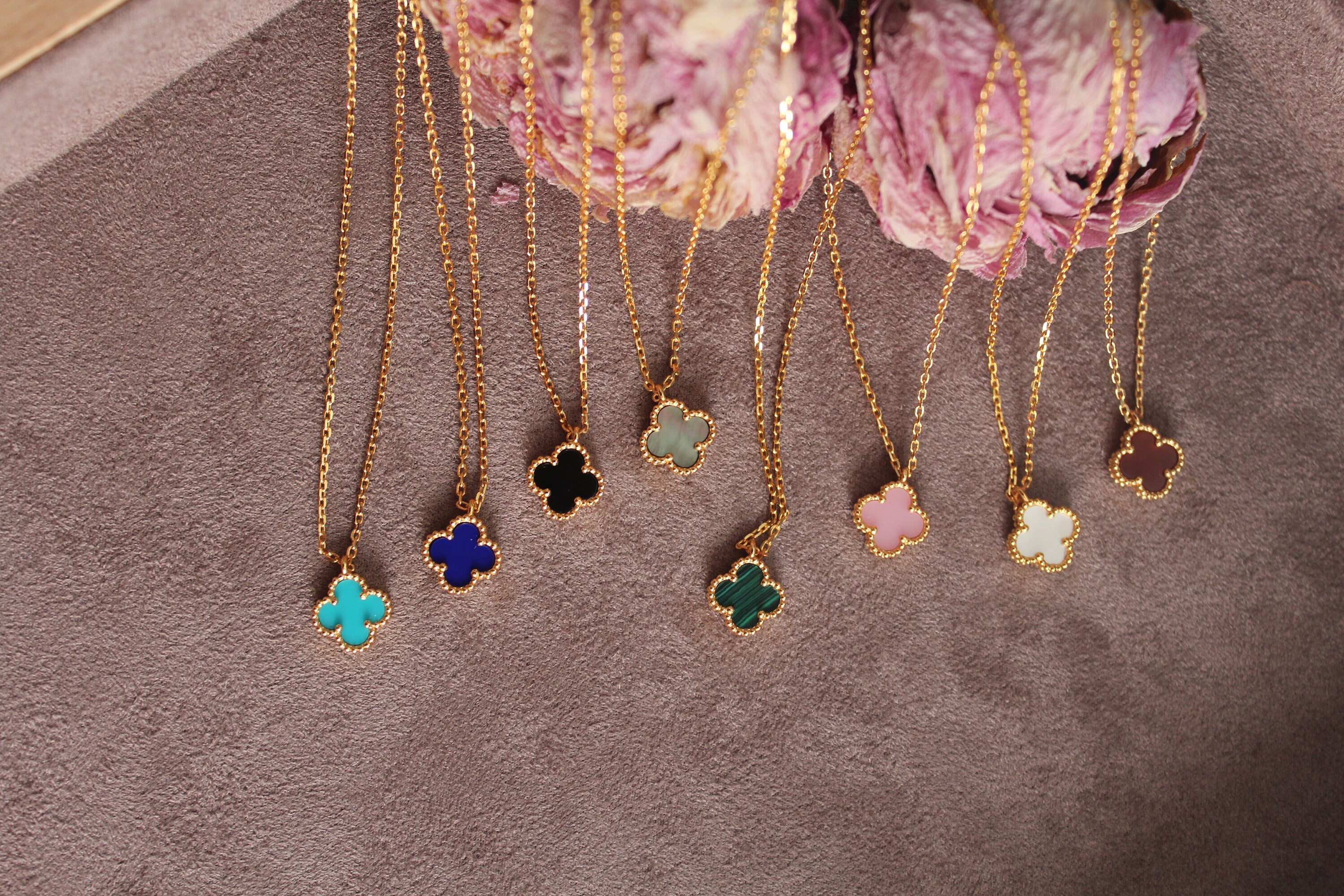 Mini 10 mm  single clover necklace 925 silver 18 K gold plated four l…