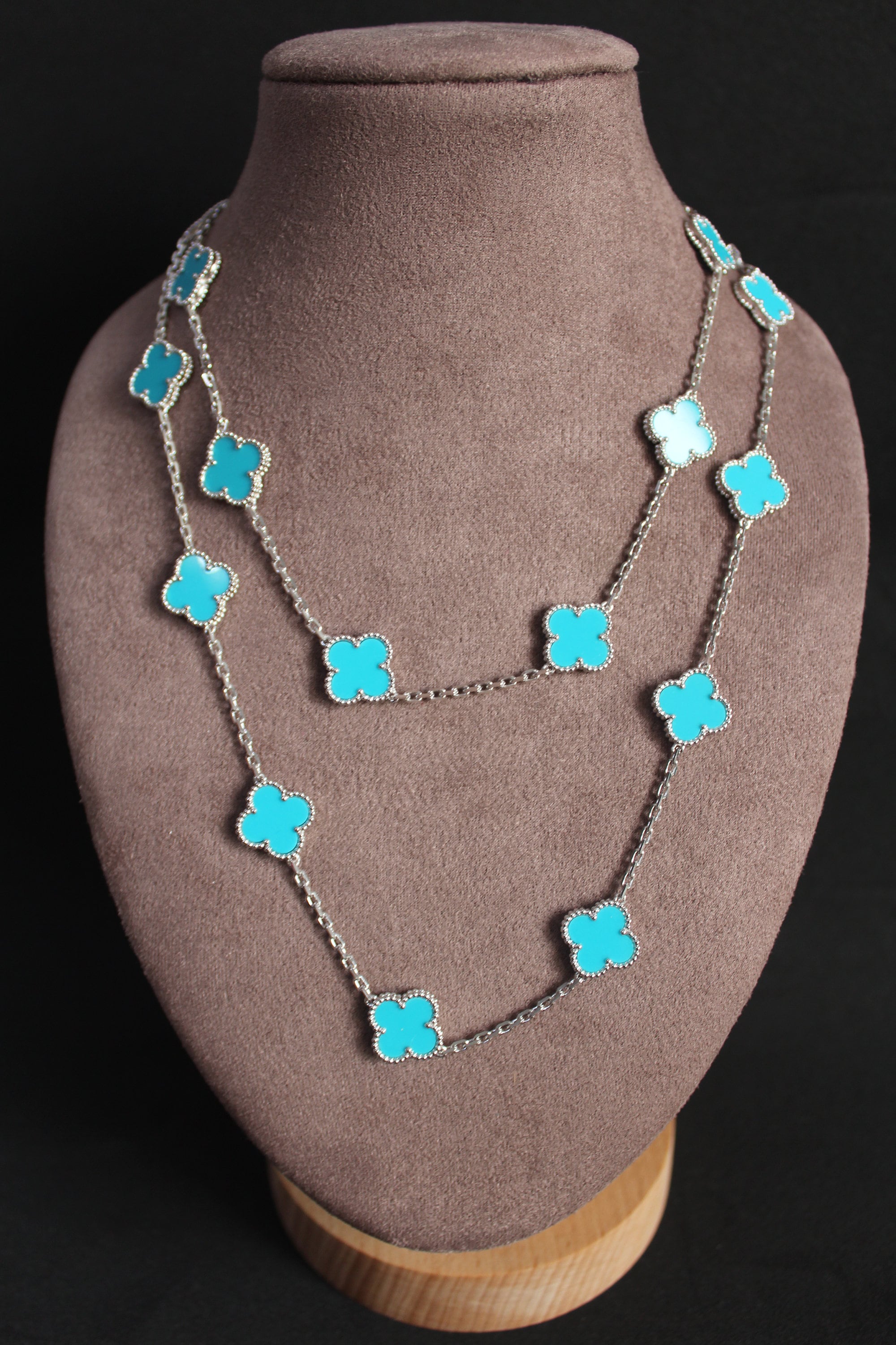 Turquoise charm 20 clover necklace 925 silver 18 K gold Etsy