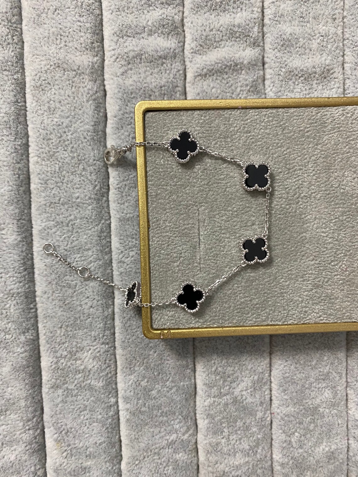 Mini clover bracelet 925 silver 18 K White gold plated four Etsy