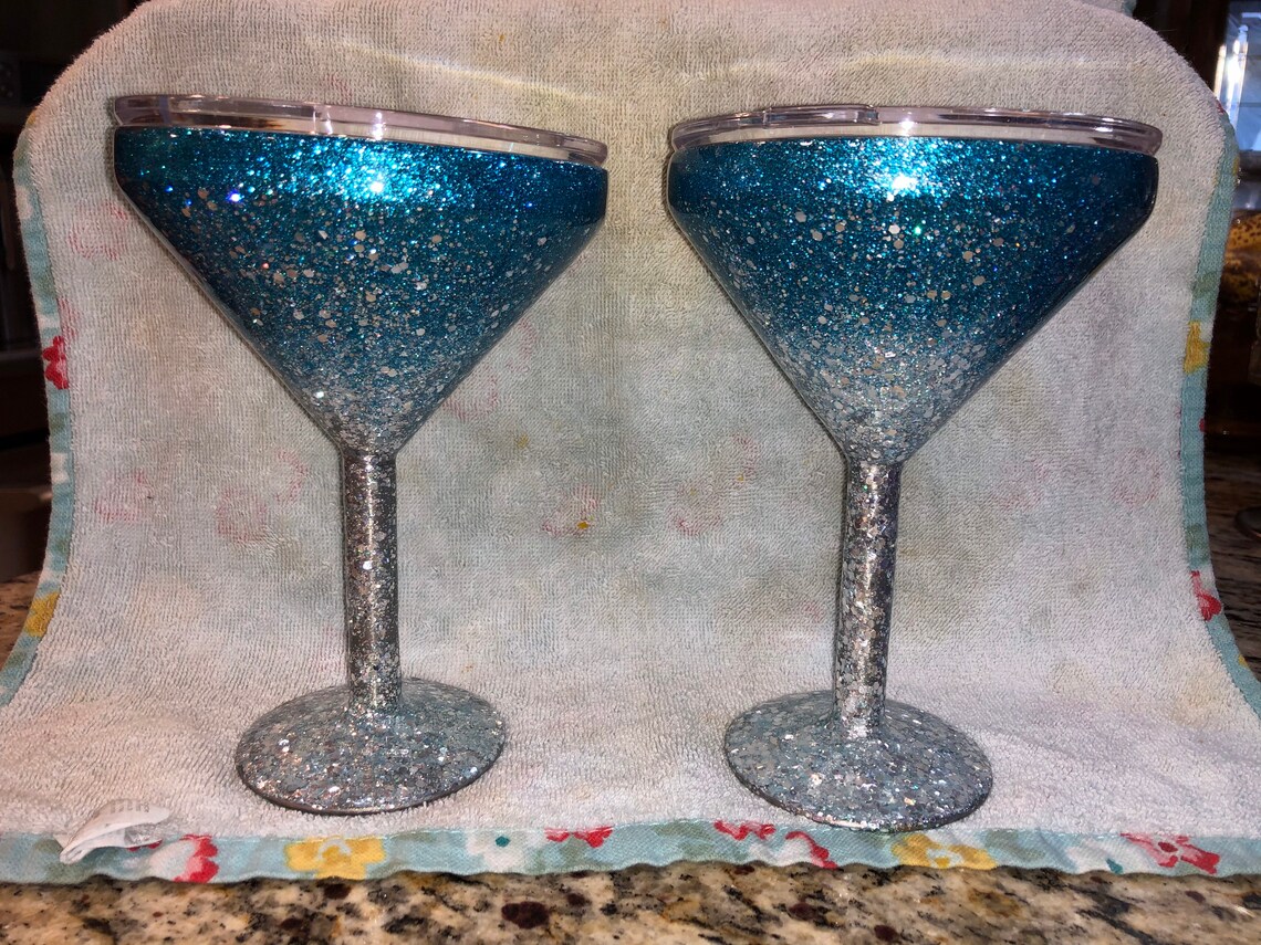 1 Martini Stainless Steel Glasses With Lid Etsy