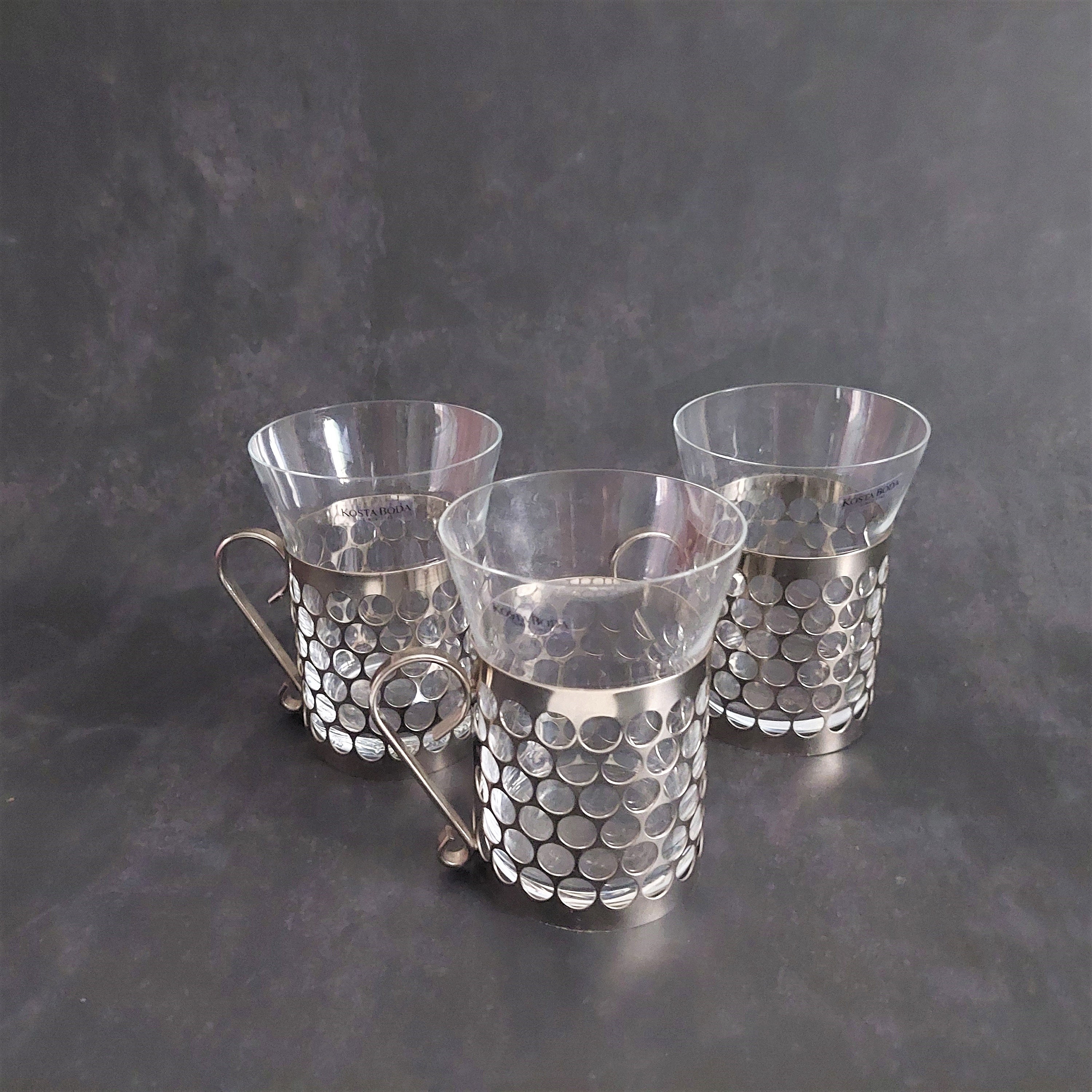 Pair Of Vintage Irish Coffee Glasses with Recipe Penny Stems Gold Rims