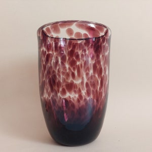 Vintage clear glass brown speckled glass vase; Handmade glass vase for medium large bouquets of flowers; Brown spotted glass vase; Art Glass