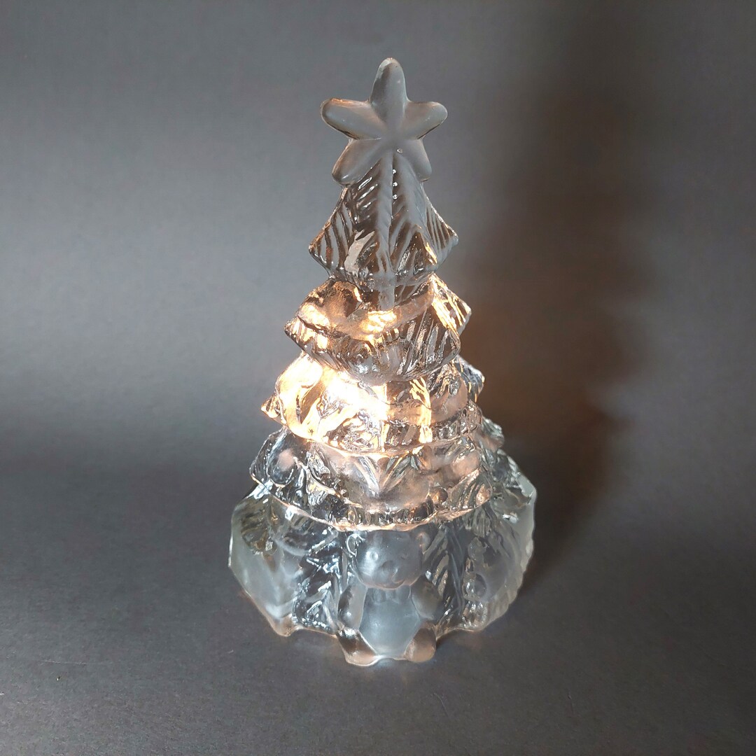 Xmas Purple Glass Candle Holder - tree design