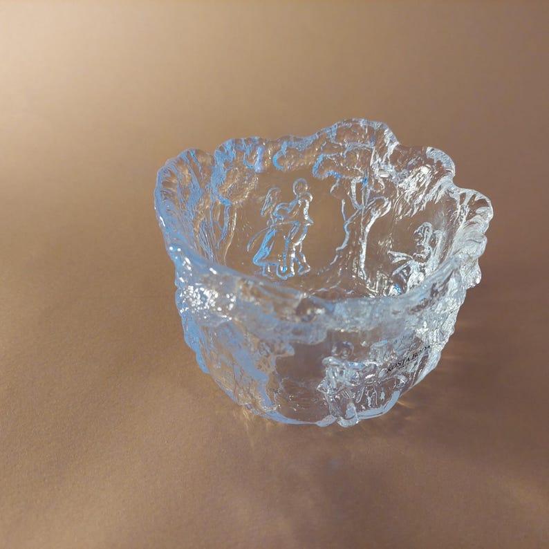 Kosta Boda Rhapsody Art Glass Bowl, Dancing Couple, Design Kjell Engman, Swedish Wedding Decor W4''xH3''(7.7cm x 10cm) image 6