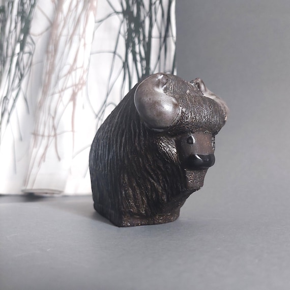 Upsala Ekeby Goran Andersson Bison 置物 Vintage Upsala Ekeby Pottery Bison Figurine, Goran Andersson