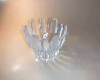 Vintage Skruf Sweden Crystal Tealight Holder, Scandinavian Modern, Orrefors, Glass Bowl