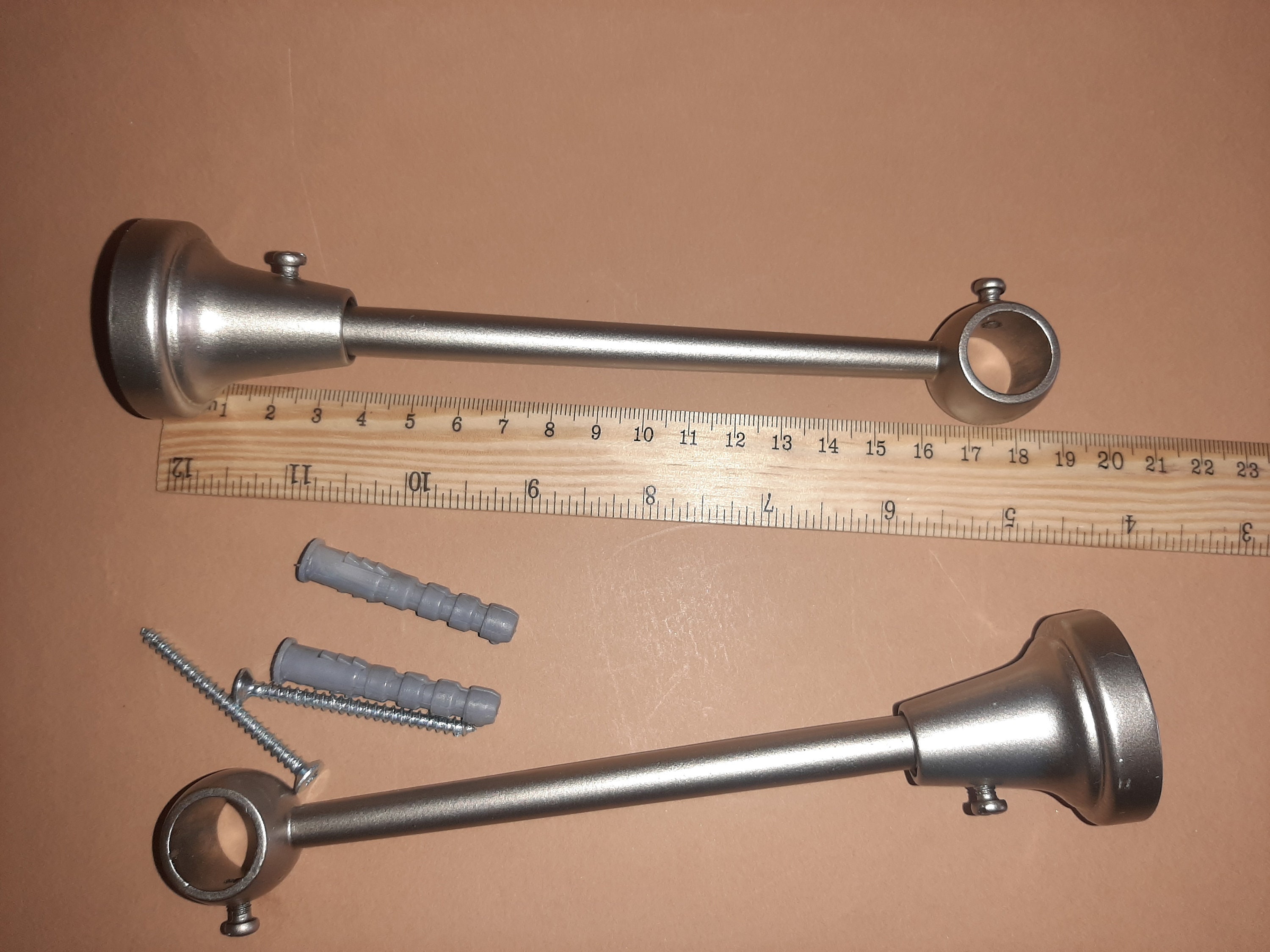 2 Supports Rideaux Art Déco Vintage - Métal Argenté Pour Barre 2 Cm